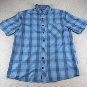 Alaskan Hardgear Button Down Mens L‎ Tall Blue Plaid Short Sleeve Performance